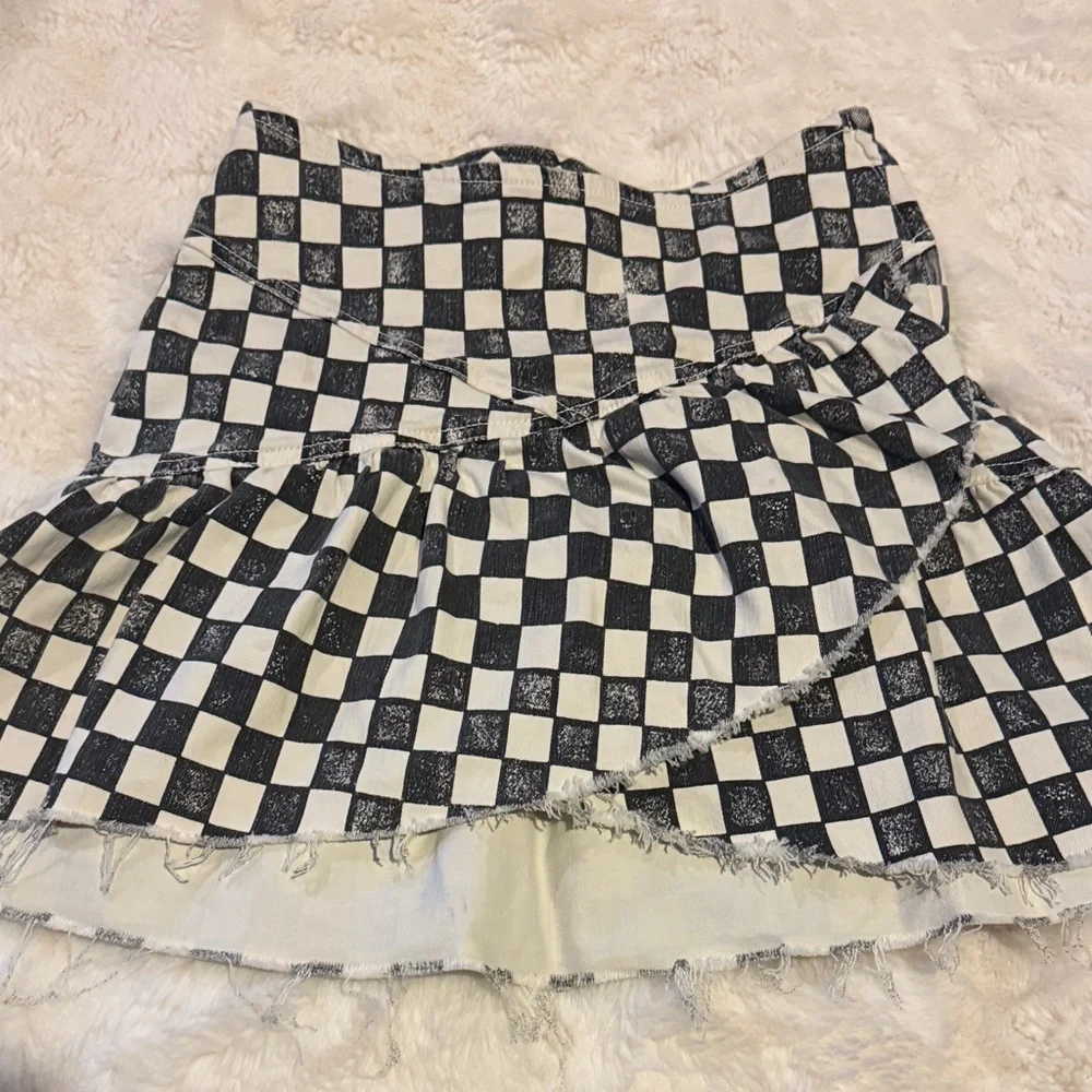 Mother Checkered Flag Mini Skirt - Picture 1 of 4